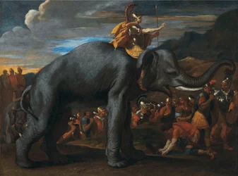 Hannibal überquert die Alpen auf einem Elefanten